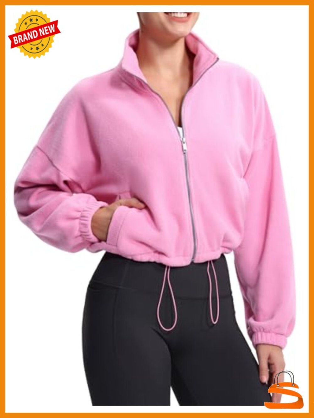 Fleece Cropped Jacket Full Zip Sherpa Coat
